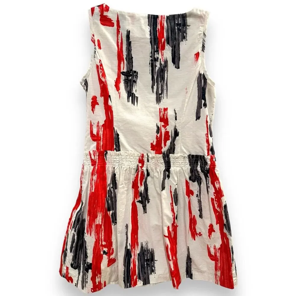 KENSIE Sleeveless Cotton Fit & Flare Women's M Summer Lined Mini Dress White Red - Picture 2 of 6